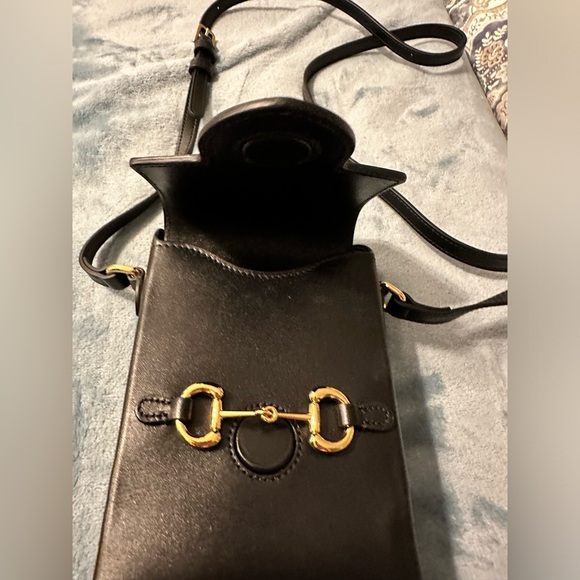 100% Authentic Gucci Boarded Plutone Calfskin Mini Horsebit 1955 Crossbody Bag - Picture 7 of 11